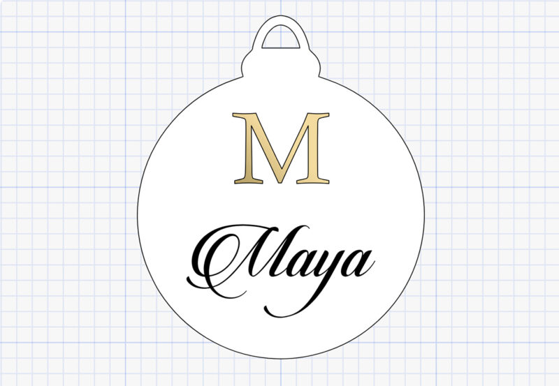 acrylic bauble with mirror letter