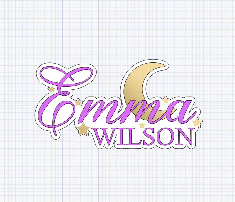 acrylic name with moon