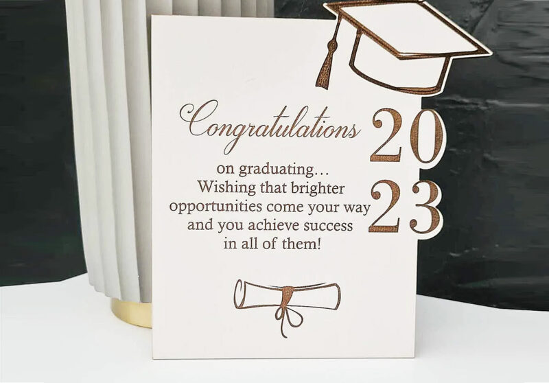 wooden graduation card