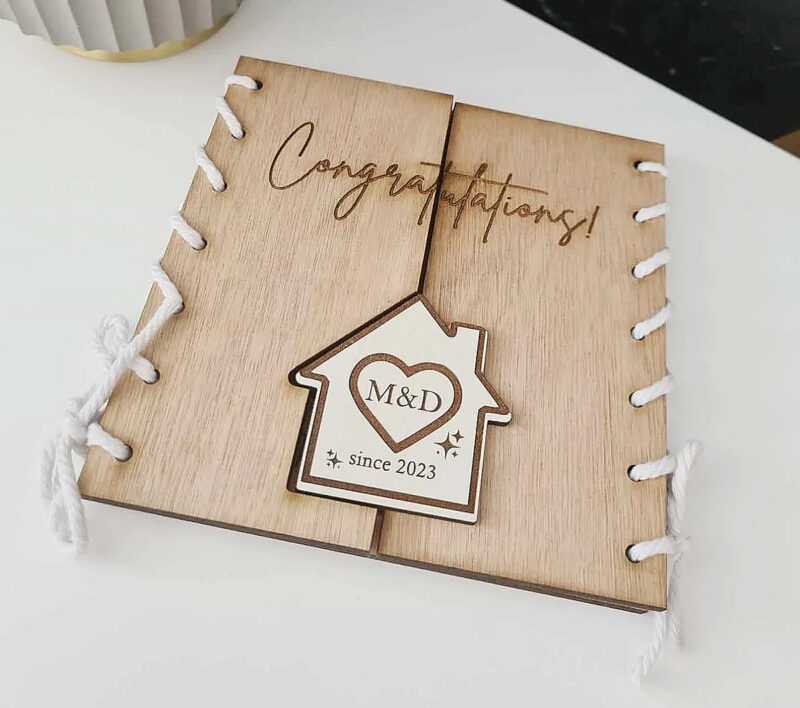 wooden new home card