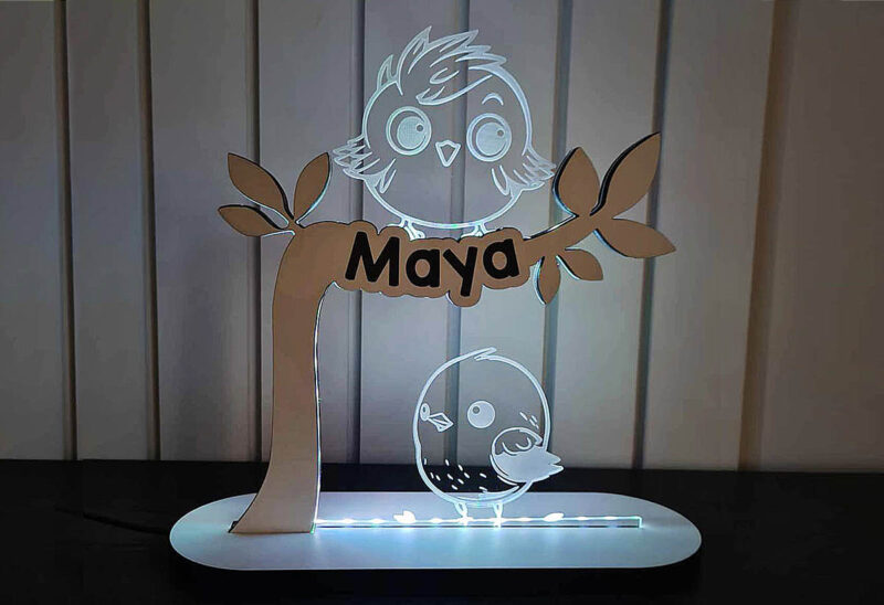 led lamp with birds
