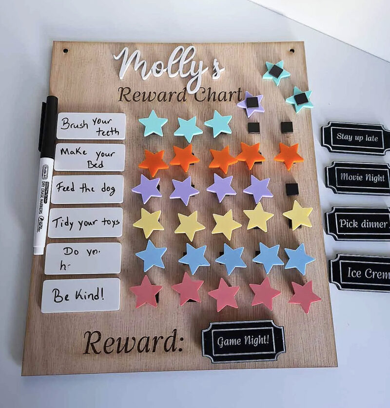 personalised wooden rewards chart