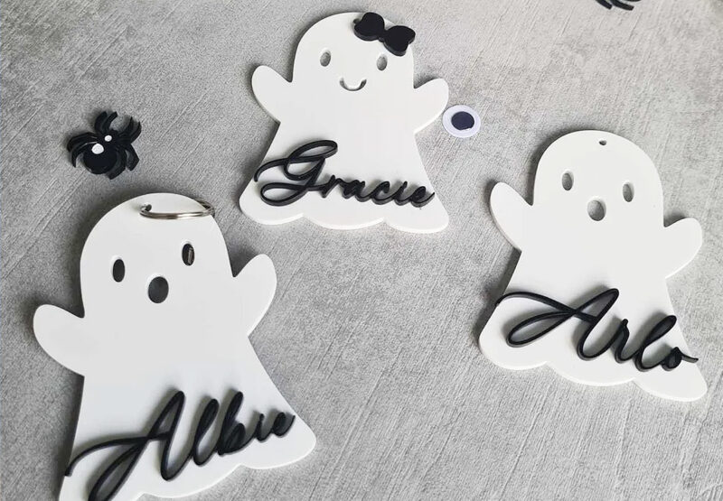 white ghost keyring