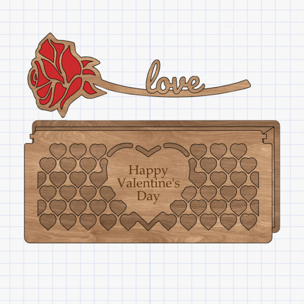 rose with wooden box