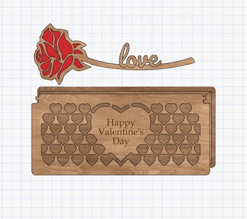 rose with wooden box