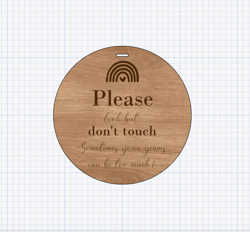 no touching sign with rainbow