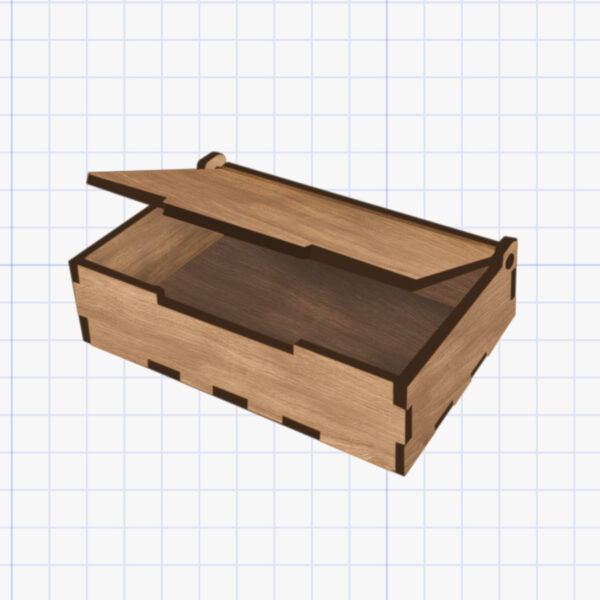wooden box with hinge
