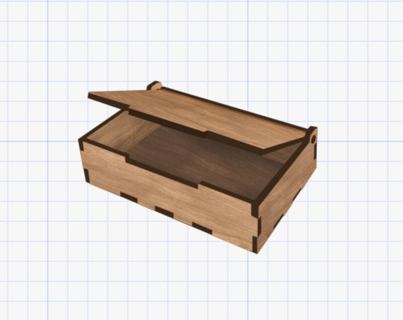 wooden box with hinge